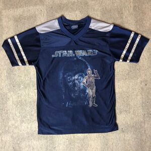 Vintage Distressed Star Wars C-3PO V-Neck Jersey T-Shirt | 2-Sided | S